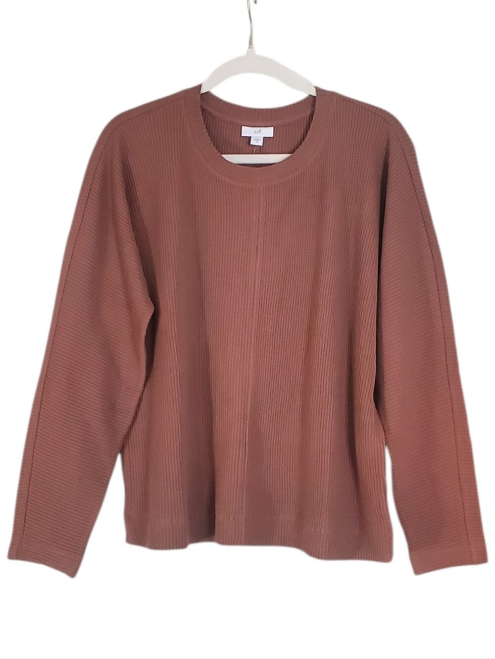 J.Jill Relaxed Waffle Longsleeves Top Cafe 100% Cotton Travel M - Picture 2 of 9